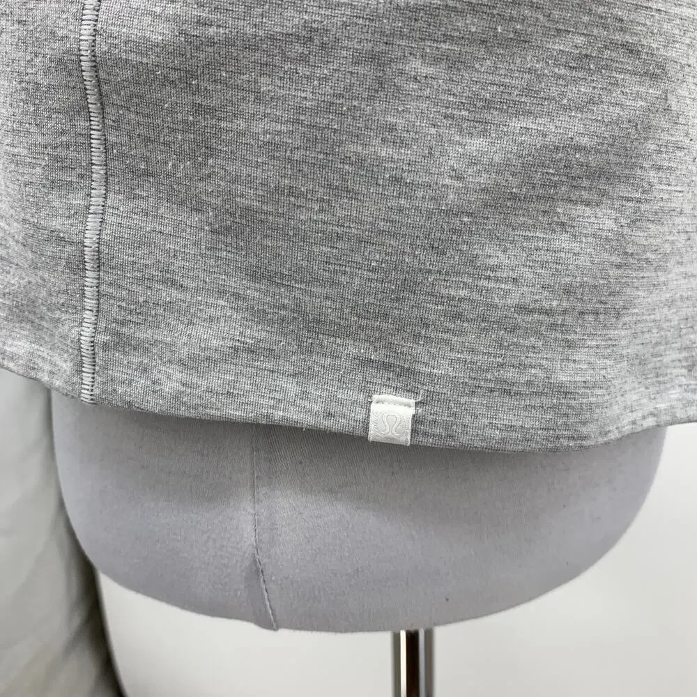 Lululemon Tank Top Womens 8 Gray Minimal Heathered Open Back Cropped Quick Dry